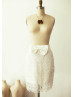 Ivory Lace Ruching Sash Knee Length Skirt